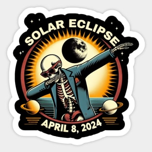 Solar Eclipse April 8th 2024 dabbing skeleton Total Eclipse 2024 Sticker